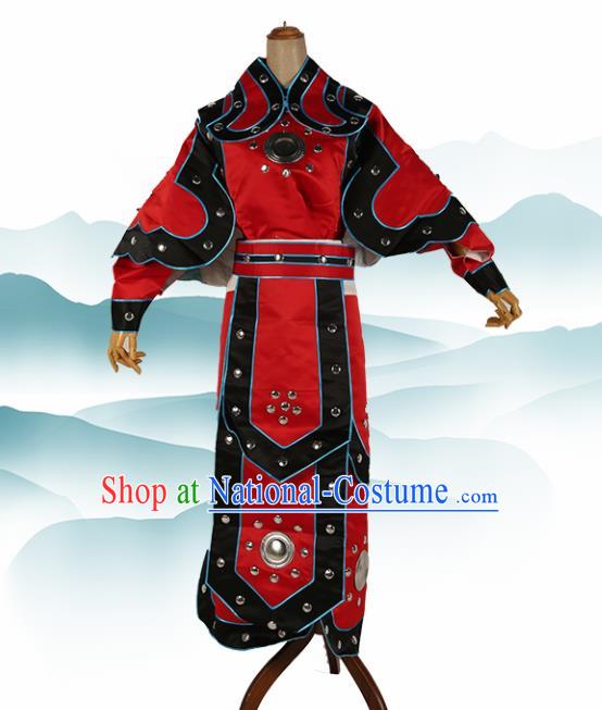 Chinese Traditional Beijing Opera Soldier Costume Peking Opera Takefu Red Clothing