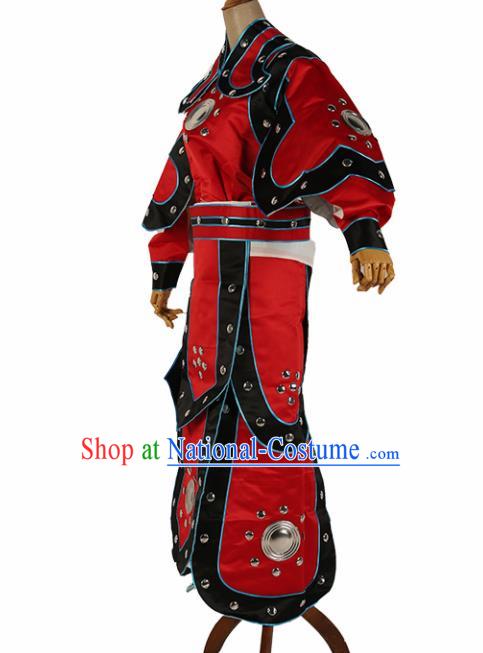 Chinese Traditional Beijing Opera Soldier Costume Peking Opera Takefu Red Clothing