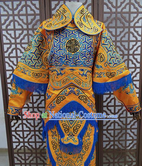 Traditional Chinese Beijing Opera General Yellow Costume Peking Opera Takefu Clothing