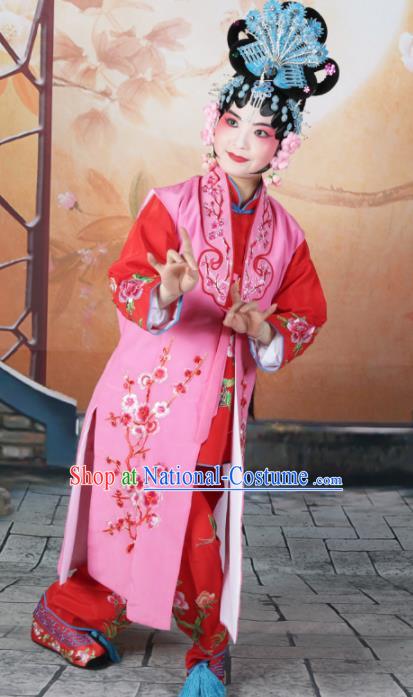 Traditional Chinese Beijing Opera Young Lady Costume Peking Opera Maidservants Pink Clothing