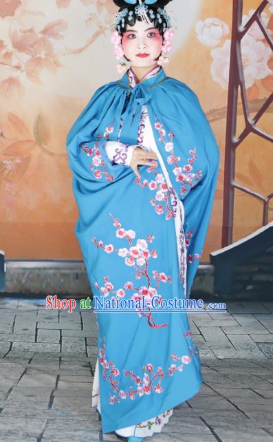 Traditional Chinese Beijing Opera Diva Costume Peking Opera Imperial Concubine Blue Cloak