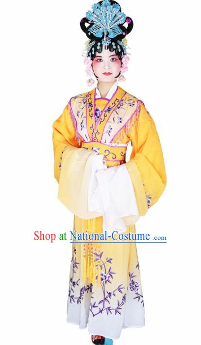 Traditional Chinese Beijing Opera Princess Costume Peking Opera Diva Yellow Dress