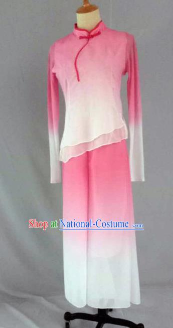 Traditional Chinese Folk Dance Costume China Yangko Dance Pink Clothing for Women