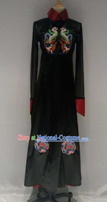 Traditional Chinese Folk Dance Costume China Yangko Dance Black Dress for Women