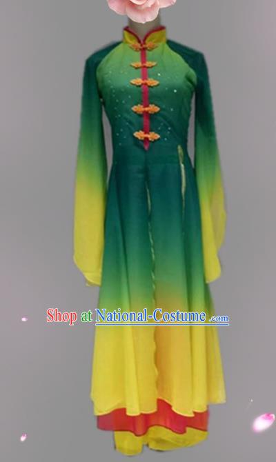 Traditional Chinese Classical Dance Costume China Umbrella Dance Green Dress for Women