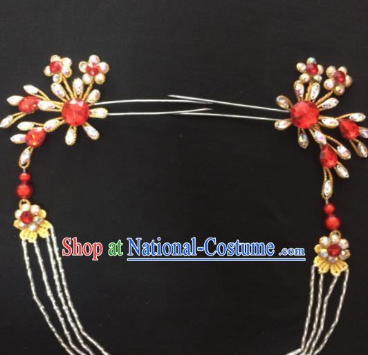 Asian Chinese Beijing Opera Hair Accessories Rhinestone Hairpins Tassel Step Shake for Women