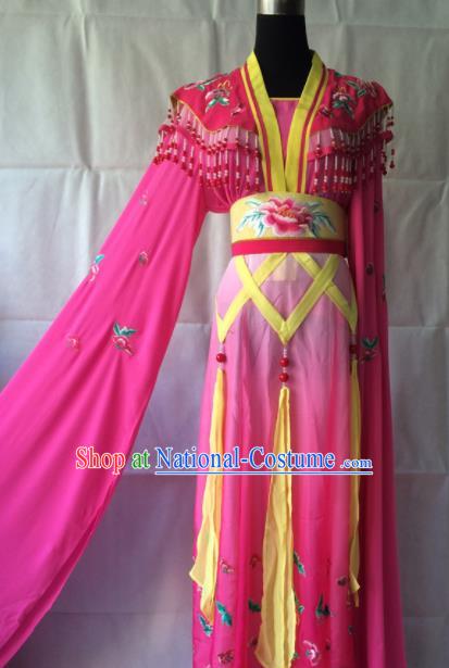 Traditional Chinese Beijing Opera Peri Costume Ancient Princess Rosy Hanfu Dress for Women