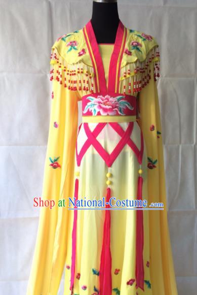 Traditional Chinese Beijing Opera Peri Costume Ancient Princess Yellow Hanfu Dress for Women