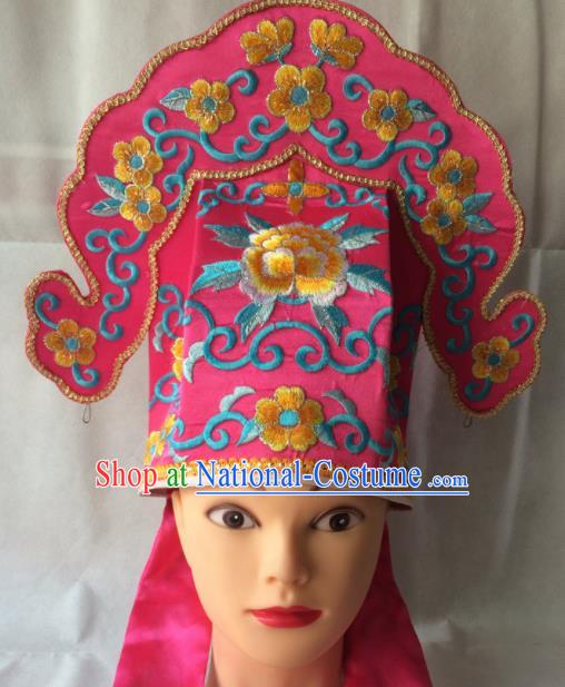 Asian Chinese Beijing Opera Niche Hair Accessories Ancient Scholar Pink Hat for Men