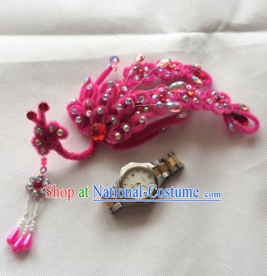 Asian Chinese Beijing Opera Hair Accessories Rosy Phoenix Hair Clip Ancient Princess Hairpins for Women