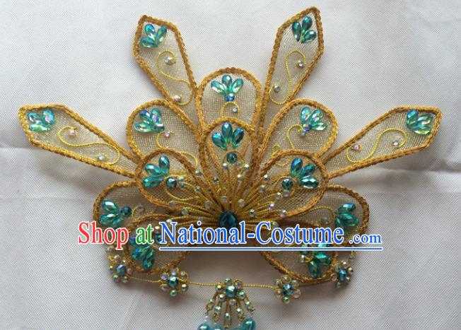 Asian Chinese Beijing Opera Hair Accessories Golden Hair Clip Ancient Princess Hairpins for Women