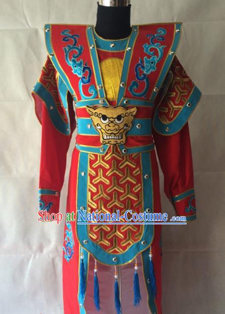 Traditional Chinese Beijing Opera Takefu Costume Peking Opera General Red Clothing