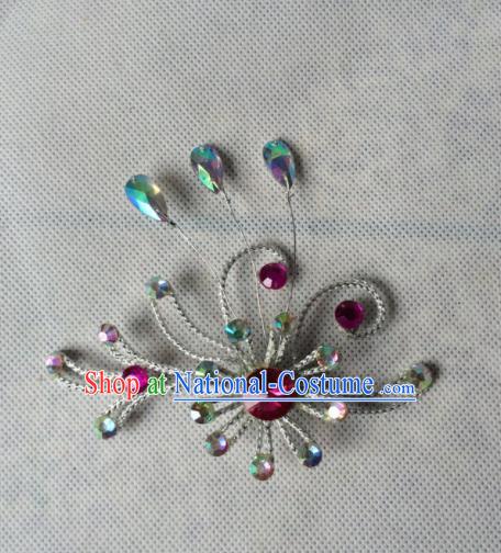 Asian Chinese Beijing Opera Jewelry Accessories Ancient Princess Rosy Crystal Brooch for Women