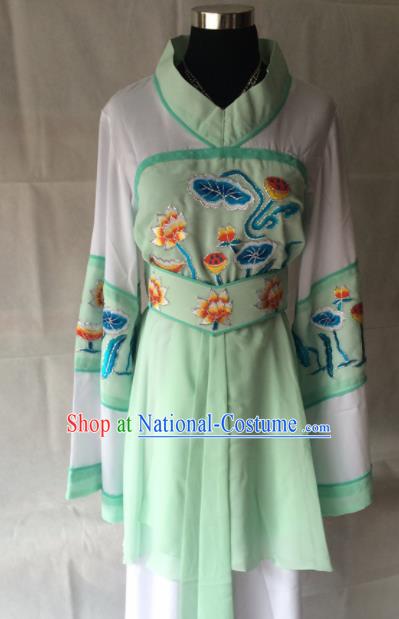 Traditional Chinese Beijing Opera Costume Ancient Maidservants Green Dress for Women