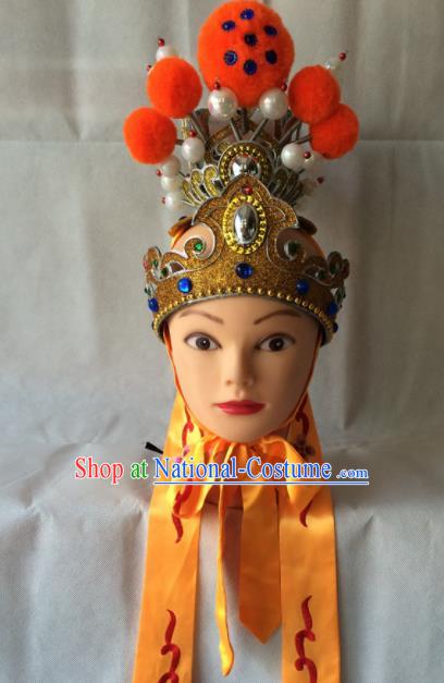 Asian Chinese Beijing Opera Niche Headwear Ancient Prince Golden Hat for Men