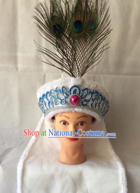 Asian Chinese Beijing Opera Niche Headwear Ancient Prince White Hat for Men