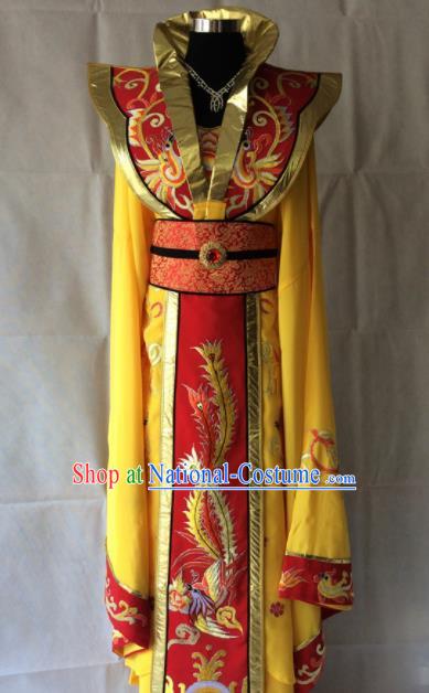 Traditional Chinese Beijing Opera Diva Costume Ancient Empress Yellow Hanfu Dress for Women