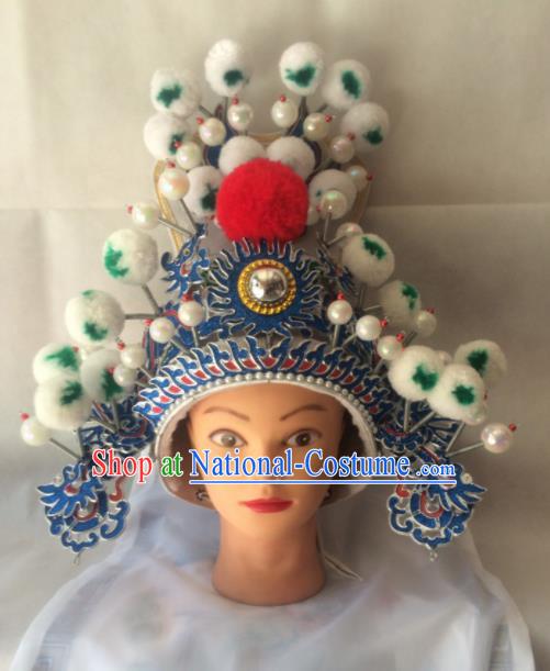 Asian Chinese Traditional Beijing Opera Takefu Headwear Ancient General Helmet Hat for Men