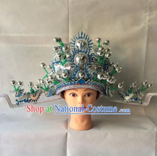 Asian Chinese Traditional Beijing Opera Helmet Headwear Ancient Senior Grand Tutor Hat for Men