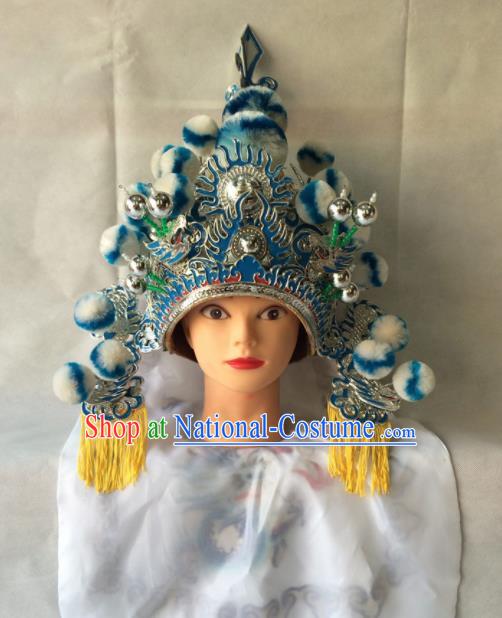 Asian Chinese Traditional Beijing Opera Helmet Headwear Ancient General Hat for Men