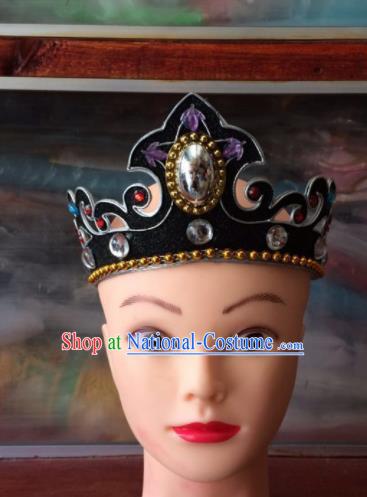 Asian Chinese Traditional Beijing Opera Takefu Headwear Ancient Prince Black Head Crown for Men