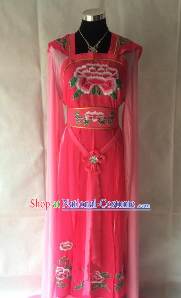 Traditional Chinese Beijing Opera Young Lady Costume Ancient Peri Court Miad Rosy Dress for Women