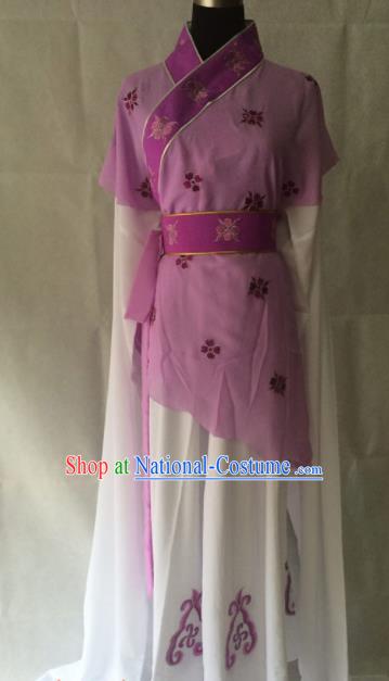 Traditional Chinese Beijing Opera Young Lady Costume Ancient Peri Purple Dress for Women