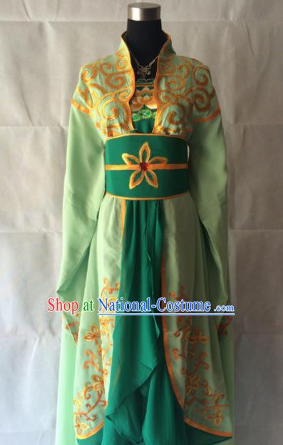 Traditional Chinese Beijing Opera Diva Costume Ancient Imperial Concubine Green Dress for Women