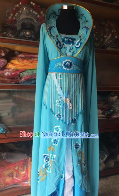 Traditional Chinese Beijing Opera Princess Costume Ancient Peri Blue Dress for Women