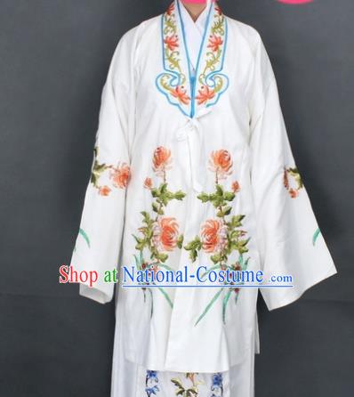 Traditional Chinese Beijing Opera Actress Costume Ancient Nobility Lady White Dress for Women