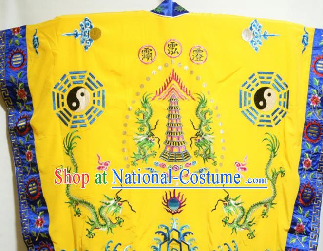 Traditional Chinese Beijing Opera Takefu Costume Ancient Taoist Priest Yellow Robe