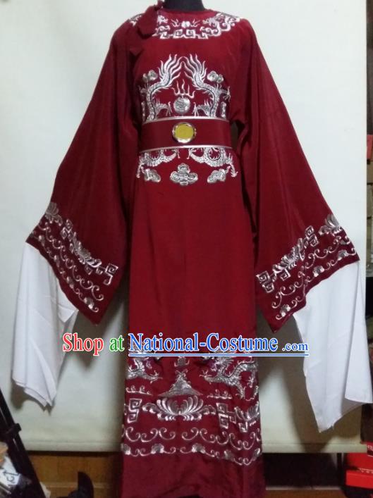 Traditional Chinese Beijing Opera Chancellor Costume Ancient Minister Red Clothing