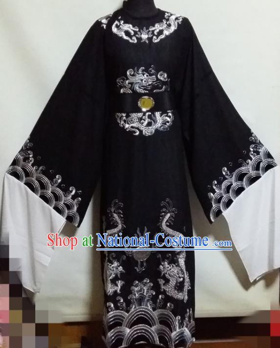 Traditional Chinese Beijing Opera Chancellor Costume Ancient Minister Black Clothing