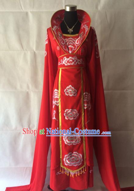 Traditional Chinese Beijing Opera Queen Costume Ancient Peri Red Dress for Women