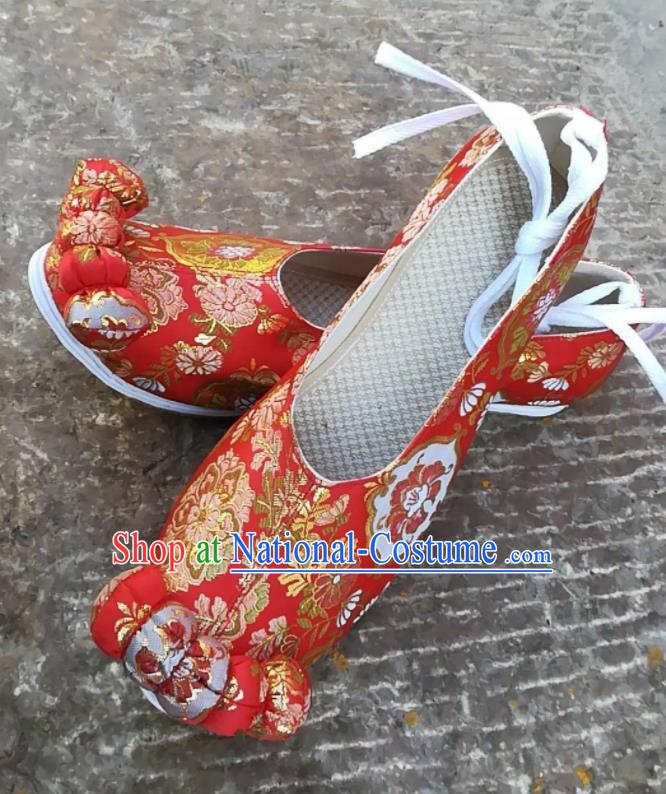 Asian Chinese Traditional Shoes Ancient Song Dynasty Wedding Red Shoes Hanfu Shoes for Women