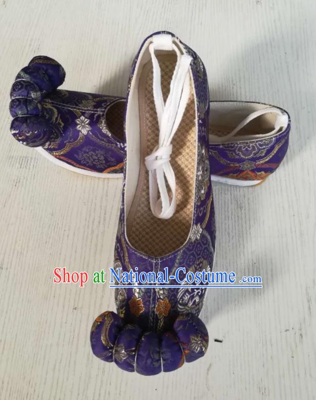 Asian Chinese Traditional Shoes Ancient Song Dynasty Wedding Purple Shoes Hanfu Shoes for Women