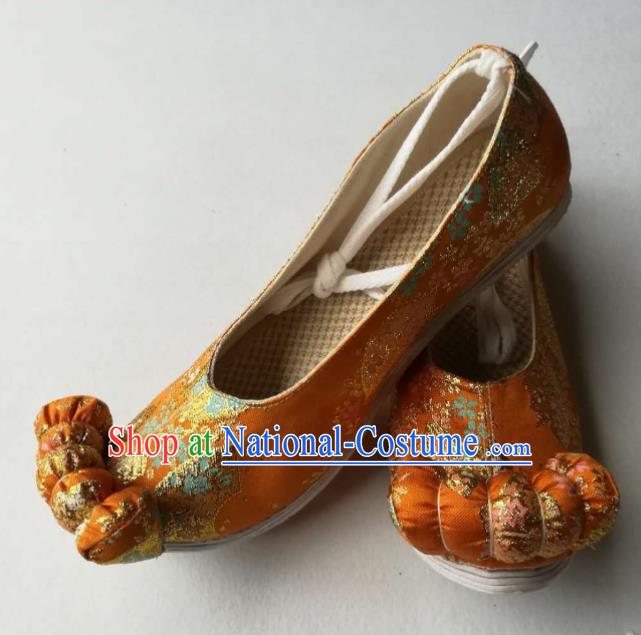 Asian Chinese Traditional Shoes Ancient Song Dynasty Golden Shoes Hanfu Shoes for Women