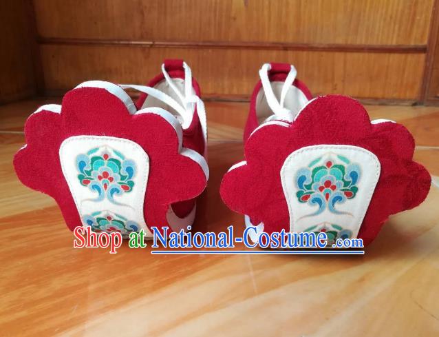 Asian Chinese Traditional Shoes Ancient Tang Dynasty Princess Red Shoes Hanfu Shoes for Women