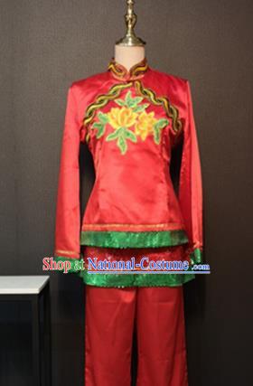 Asian Chinese Traditional Classical Dance Costume Drum Dance Red Clothing for Women