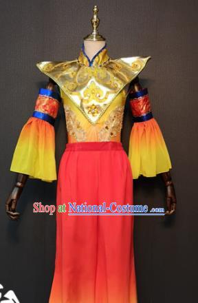 Asian Chinese Traditional Folk Dance Costume New Year Drum Dance Red Clothing for Women