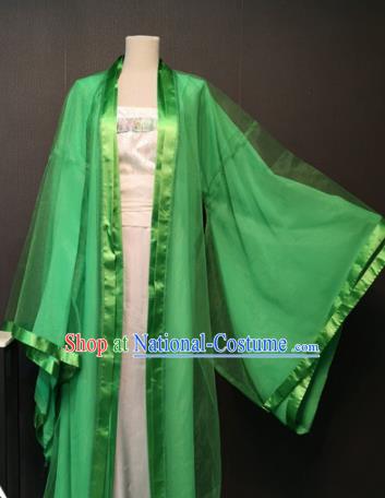 Asian Chinese Traditional Classical Dance Costume Ancient Peri Green Dress for Women