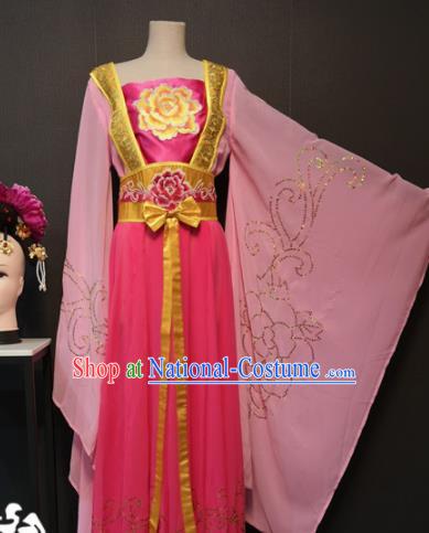 Asian Chinese Traditional Classical Dance Costume Ancient Peri Pink Dress for Women