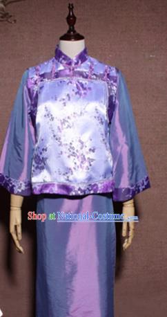 Traditional Chinese Ancient Drama Qing Dynasty Prince Purple Clothing for Men