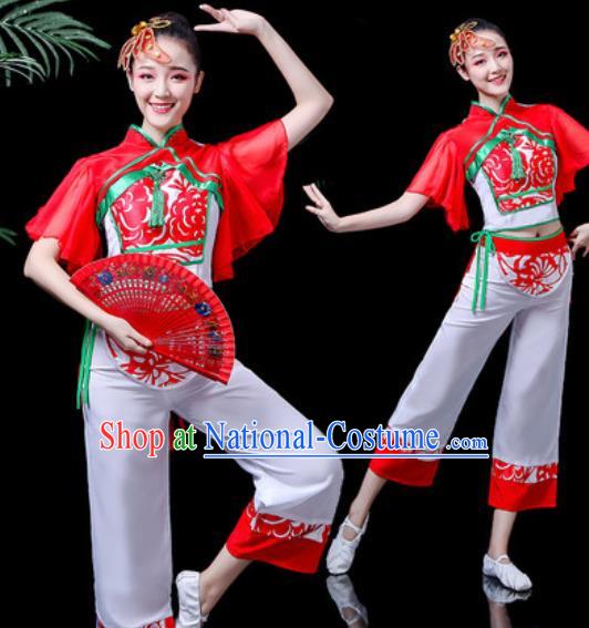 Chinese Traditional Yangko Dance Costume Folk Dance Fan Dance Clothing for Women