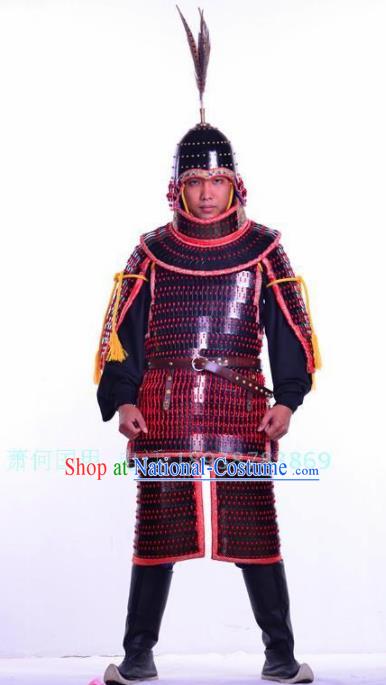 Chinese Ancient Drama Song Dynasty General Body Armor and Helmet Complete Set