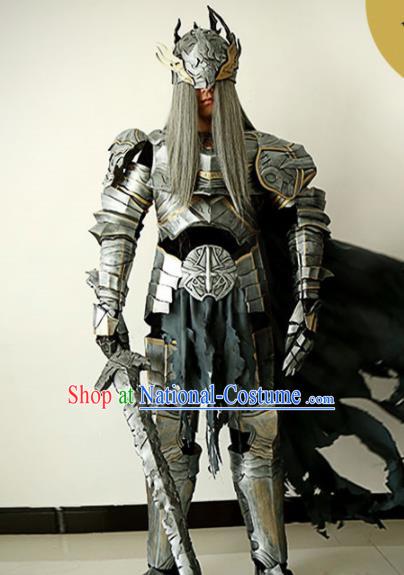 Chinese Ancient Drama Swordsman General Body Armor and Helmet Complete Set