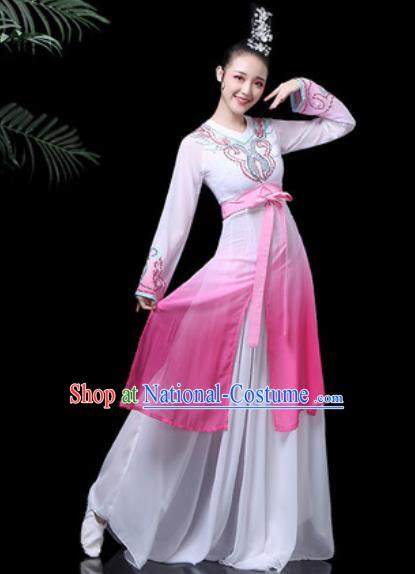 Traditional Chinese Classical Dance Costume Stage Performance Umbrella Dance Pink Dress for Women