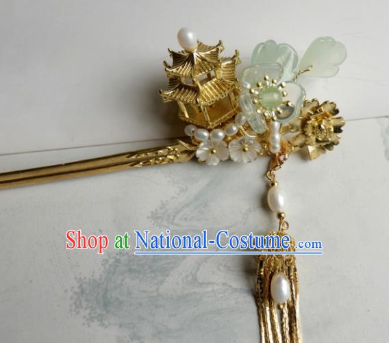 Chinese Ancient Palace Hair Accessories Qing Dynasty Queen Golden Hairpins for Women