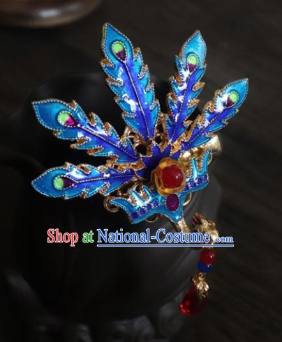 Chinese Ancient Palace Hair Accessories Traditional Classical Blueing Phoenix Hair Claw for Women