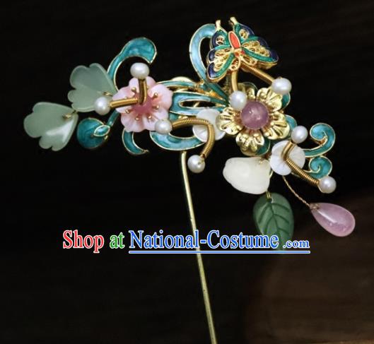 Chinese Ancient Palace Hair Accessories Traditional Classical Blueing Hairpins for Women